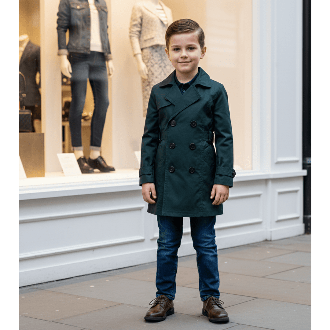 Kids Double Breasted Trench Coat Cotton Autumn Jacket For Boys-Girls -4 To 9 YRS 16