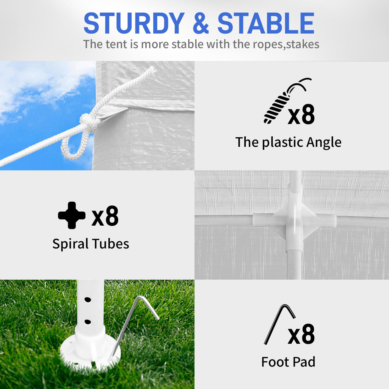 10x30ft White Party Tent With 5 Sidewalls, Outdoor Canopy Gazebo, Iron Frame & PE Cover, Waterproof Sun Shelter For Wedding BBQ Events 13