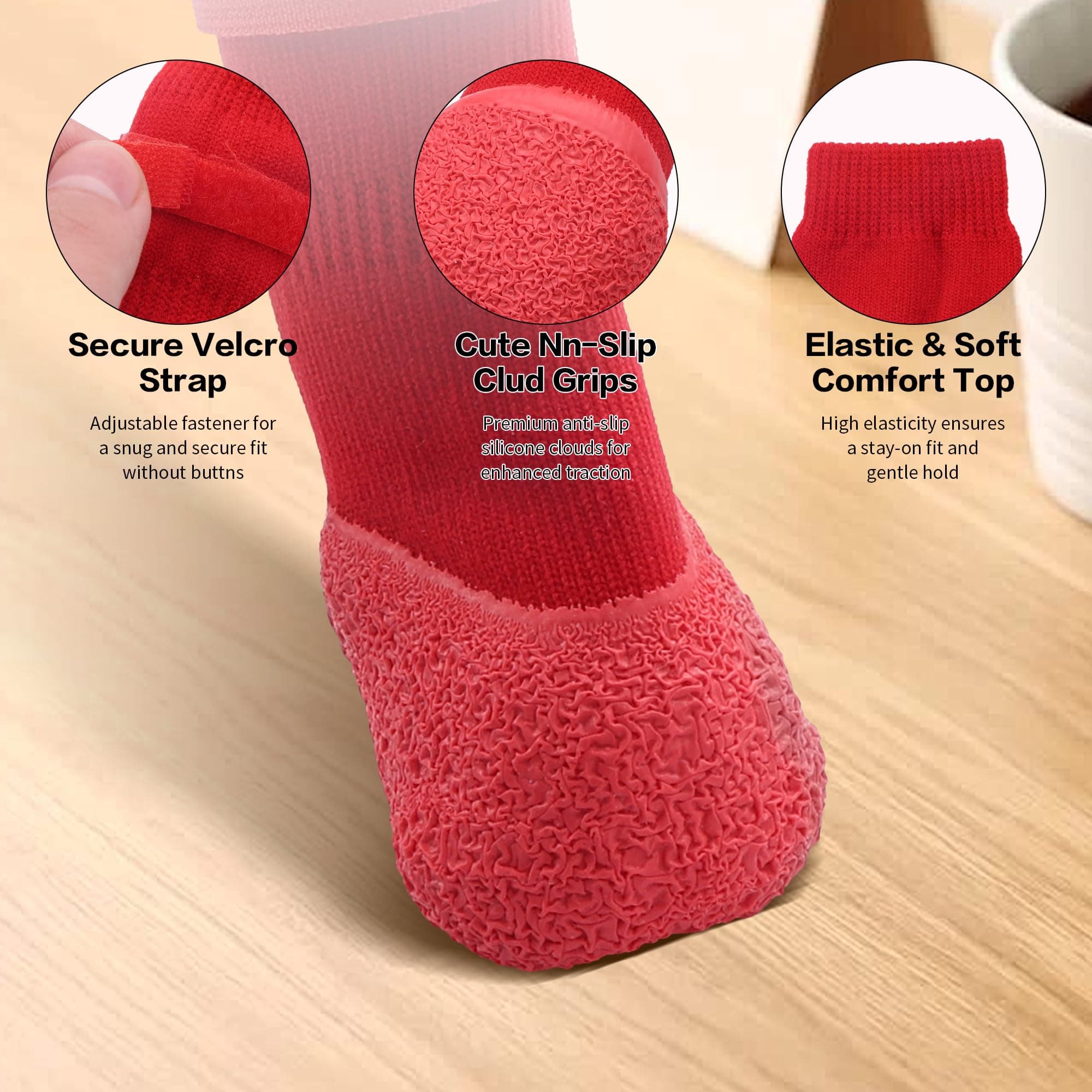 Anti Slip Dog Socks For Hardwood Floors To Prevent Licking Paws, Dog Shoes For Hot Pavement Double Sides Dog Boots & Paw Protectors Booties -4Pcs 3