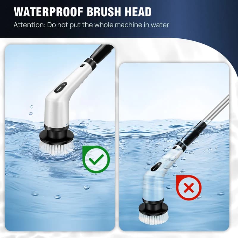 Electric Spin Scrubber,IPX7 Waterproof Bathroom Cleaning Brush With 2 Speed,9 Replaceable Brush Heads For Tub Shower Tile Floor 3