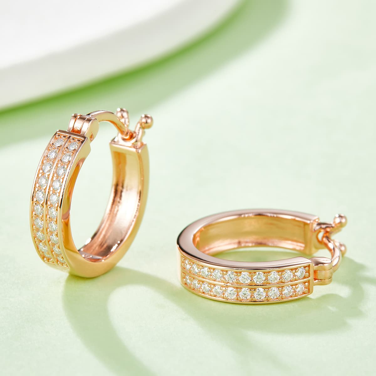 3.3g S925 Sterling Silver Double Row Moissanite Hoop Earrings 16mm Platinum Plated Hinged Hoops With GRA Certificate, Jewelry Gift Box Set For Women 3
