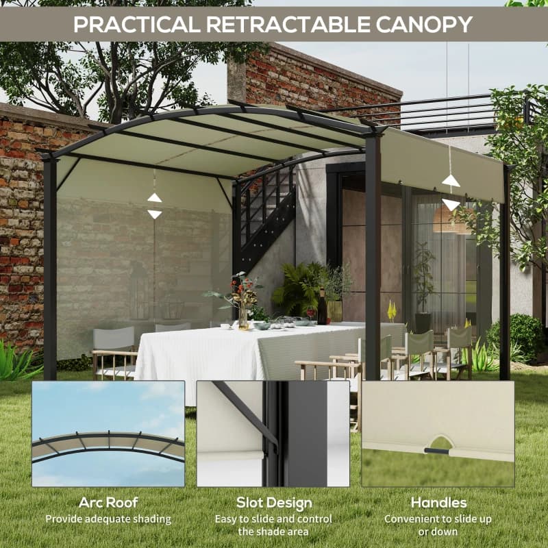 11' X 11' Outdoor Retractable Pergola Canopy For Backyard, Beige 5
