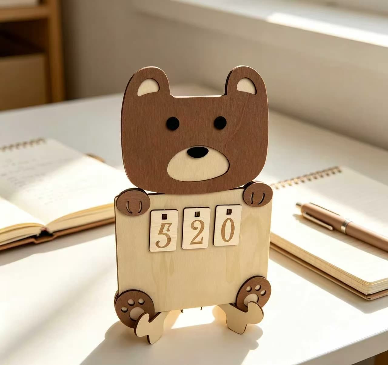 Wooden Animal Reading Tracker Calendar Bear Fox Lion Kids Reading Journey Counting Sign Nursery Decor 4