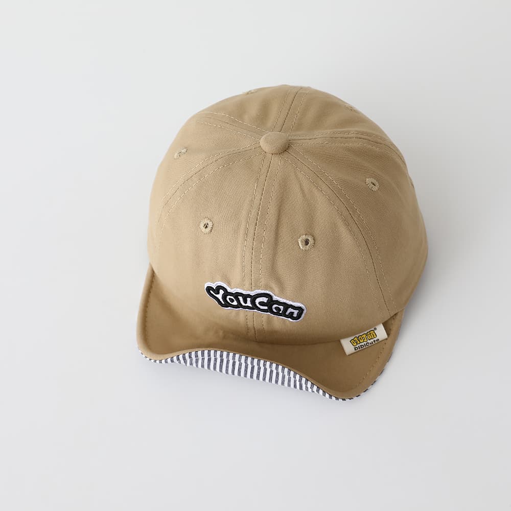 Children's Solid-color English Embroidered Adjustable Striped Brimmed Baseball Cap, Simple And Trendy, Suitable For Traveling, Shopping And Playing. 9