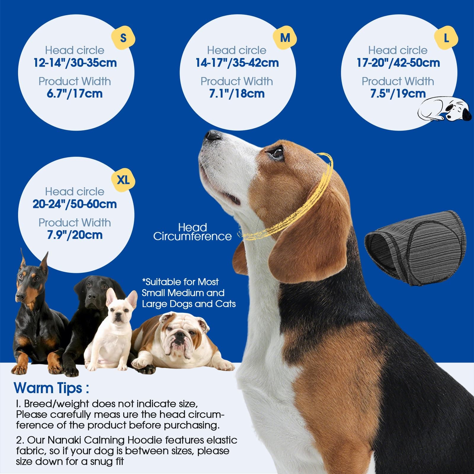 Soft Dog Ear Cover For Loud Noises,Thunderstorm&Fireworks-Dog Ear Wrap Hematoma For Ears Surgery Recovery Prevent Shaking, Scratching-Dogs Head Cover For Bathing, Grooming, Rainy Walks,Swimming 3