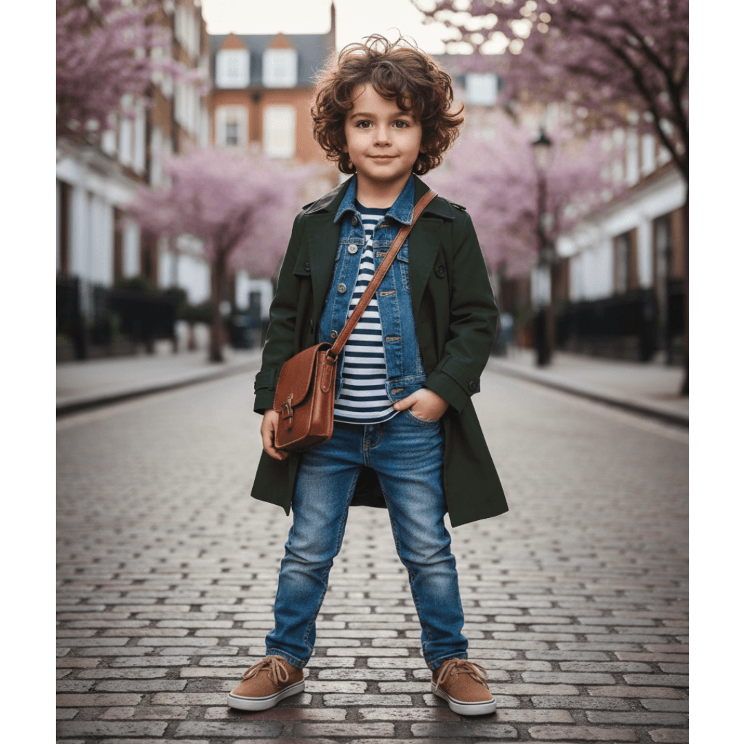 Kids Double Breasted Trench Coat Cotton Autumn Jacket For Boys-Girls -4 To 9 YRS 8
