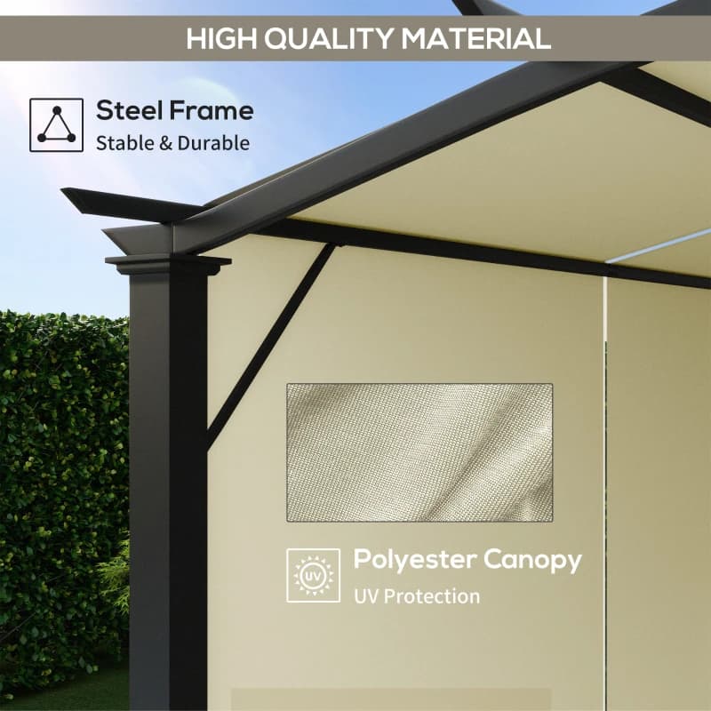 11' X 11' Outdoor Retractable Pergola Canopy For Backyard, Beige 8