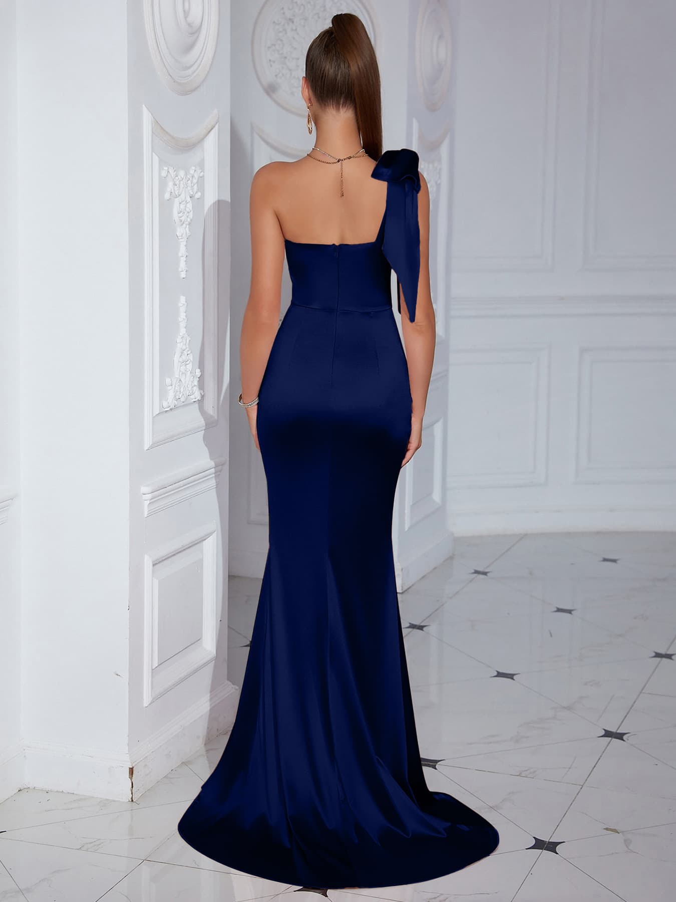 New Cross-border Products From Europe And America - Amazon's Foreign Trade Fashion Short-sleeved Strapless Slit Floor-length Dress, A Sexy Evening Gown In Solid Color, Full-length Dress 6