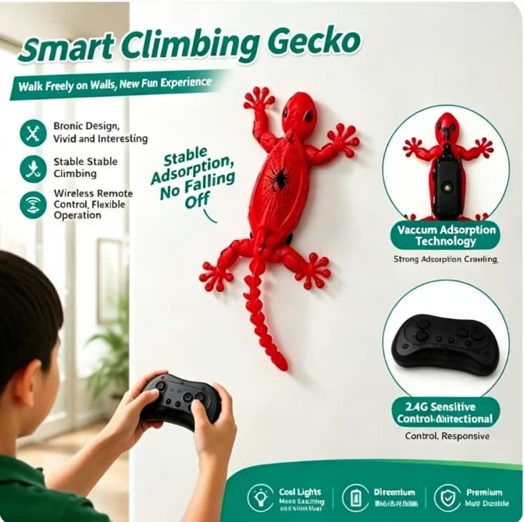 2026 New Remote Control Wall Climbing Toy, Spider Style Gecko, Electric Realistic Lizard, Bio Mimic Chameleon, Dual Mode, LED Eyes, Kids Gift 7