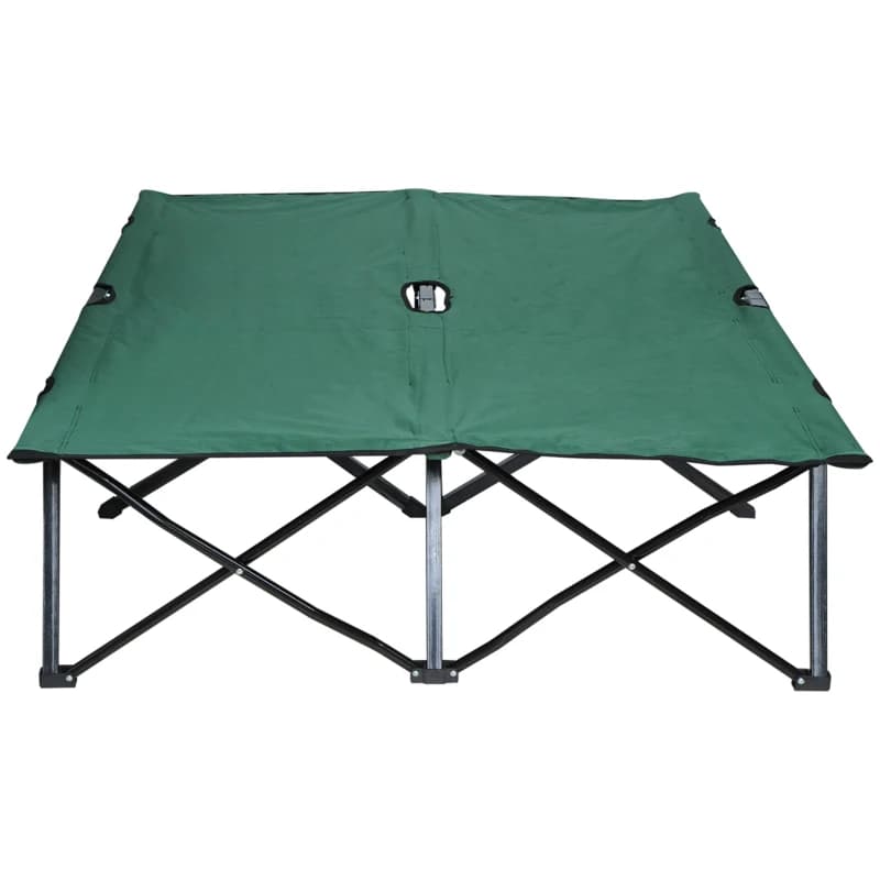 2 Person Folding Camping Cot For Adults, 50 Extra Wide Outdoor Portable Sleeping Cot With Carry Bag, Elevated Camping Bed, Beach Hiking, Green 7