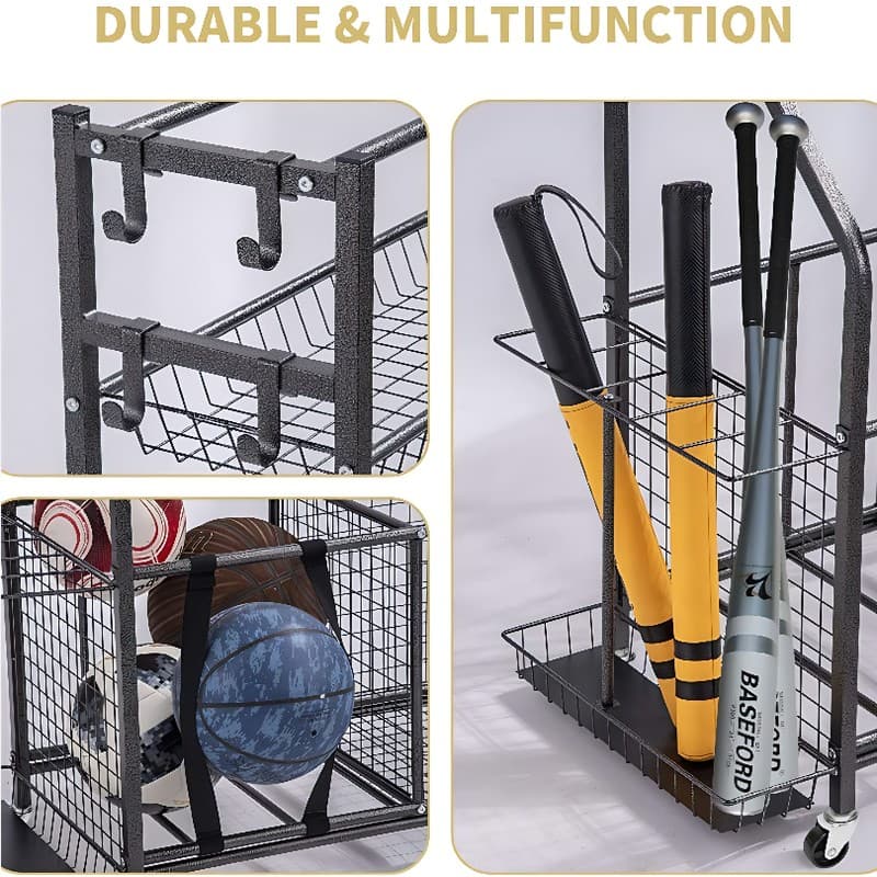 Sports Equipment Storage Rack, Sports Equipment Storage Rack, Multi-layer Compartments, Flexible Combinations, Can Neatly Store Balls, Rackets, And Other Equipment, Frees Up Space, Sturdy And Durable 6
