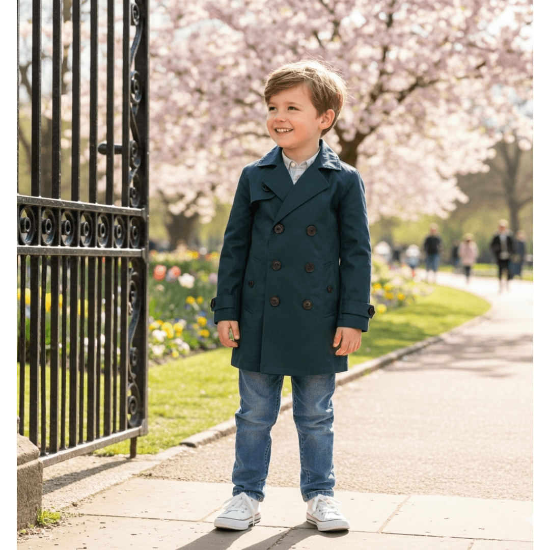 Kids Double Breasted Trench Coat Cotton Autumn Jacket For Boys-Girls -4 To 9 YRS 10