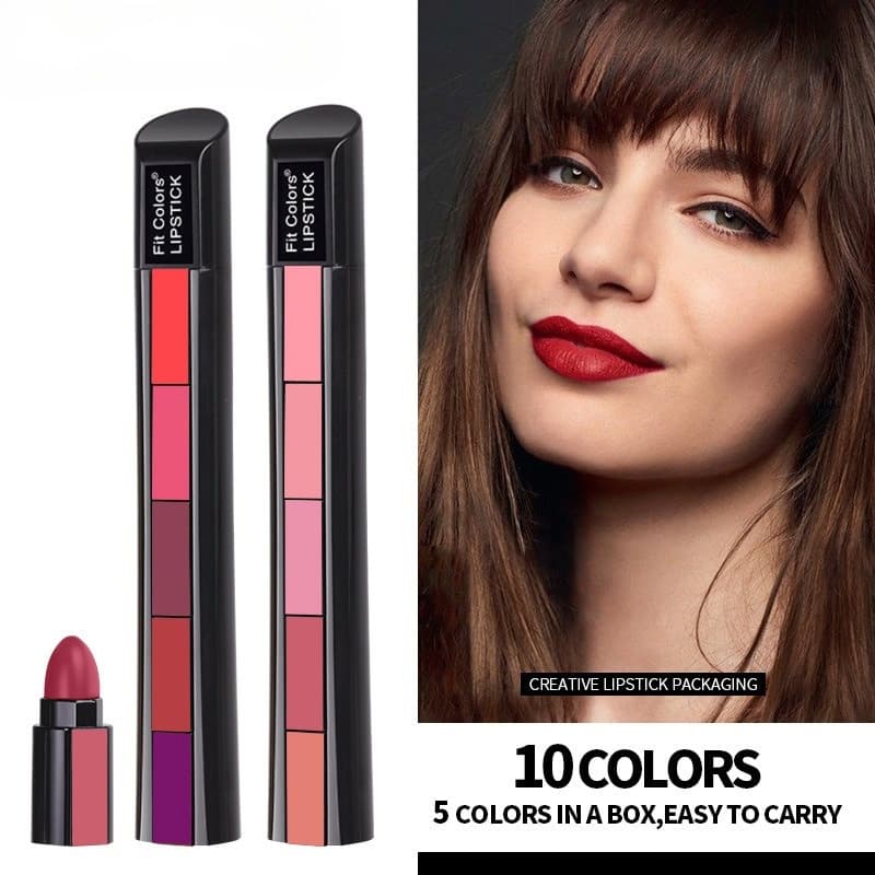 10-Color Matte Velvet Lipstick Set, 5-in-1 Long Lasting Non-Drying Lipstick Kit, Portable Multi-Color Lip Stick For Daily & Party Makeup 2