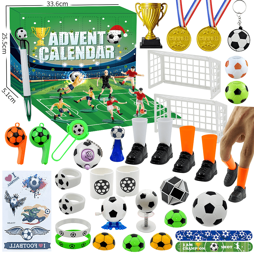 Football World Cup Advent Calendar 2026, 24 Days Countdown Blind Box With Mini Soccer Toys, Players, Trophies, Medals & Whistles, Christmas Surprise Gift Set For Kids & Football Fans 7