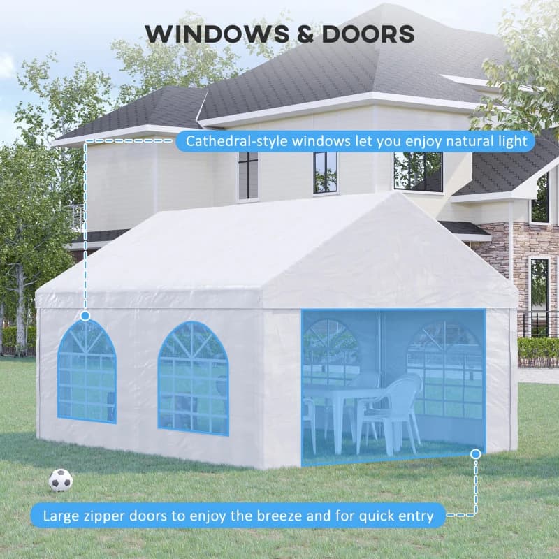 13 X 16.5 Ft Heavy Duty Party Tent Outdoor Gazebo Wedding Tent Event Shelter Carport BBQ With Removable Sidewalls & Windows, Outside Waterproof Canopy For Parties, White 4