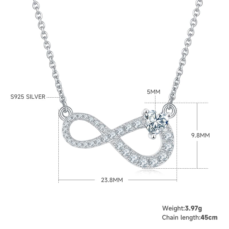 3.9g S925 Sterling Silver 29 Stone Moissanite Infinity Necklace 45cm Pave Pendant With GRA, Platinum Plated Romantic Gift Box Set For Women 4