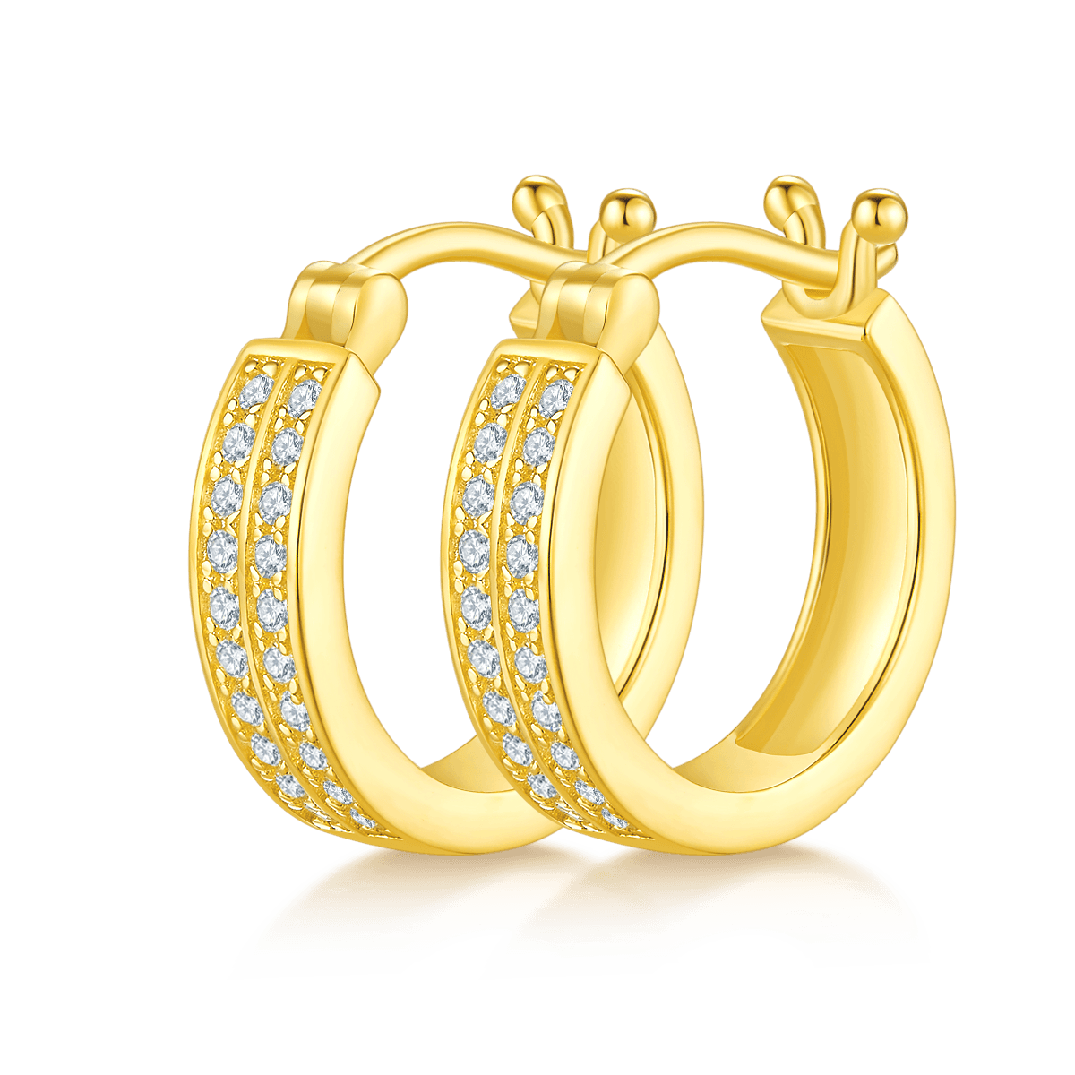 3.3g S925 Sterling Silver Double Row Moissanite Hoop Earrings 16mm Platinum Plated Hinged Hoops With GRA Certificate, Jewelry Gift Box Set For Women 6