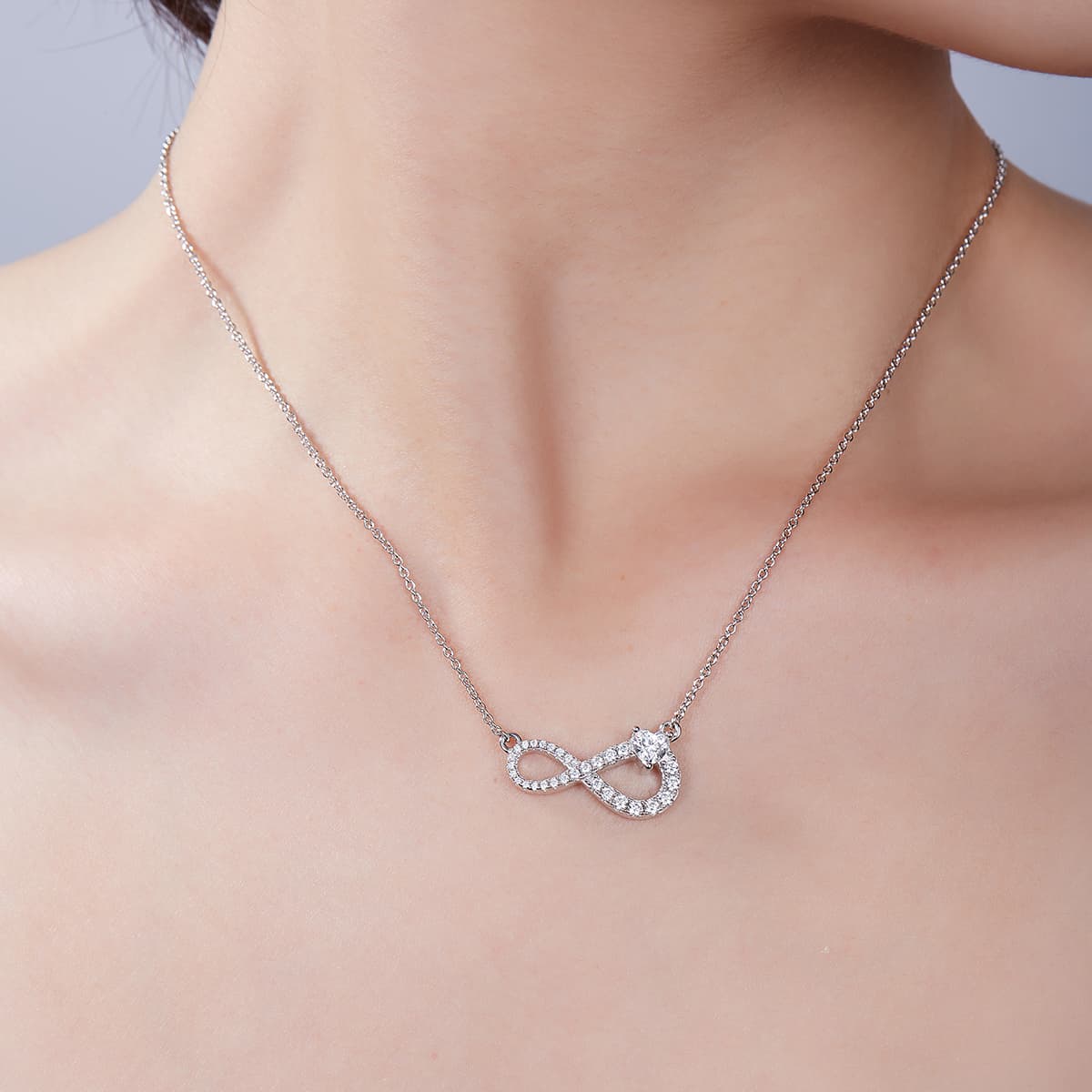 3.9g S925 Sterling Silver 29 Stone Moissanite Infinity Necklace 45cm Pave Pendant With GRA, Platinum Plated Romantic Gift Box Set For Women 8