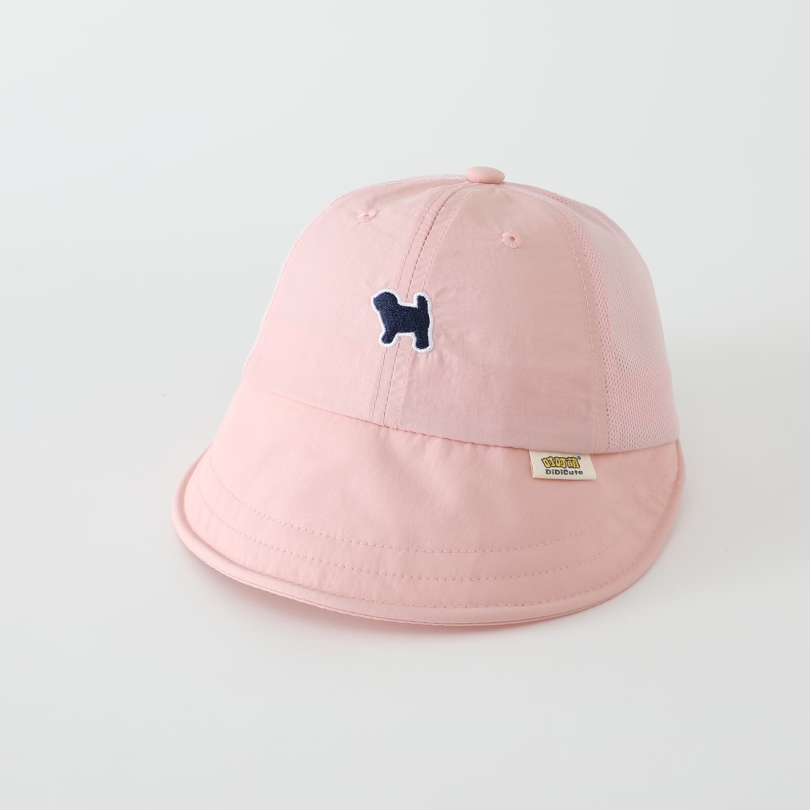 Summer Girls' Small Dog Embroidered Net-sheer Breathable Patchwork Soft Brimmed Baby Hat With Sun Protection Design For Outdoor Outings 5