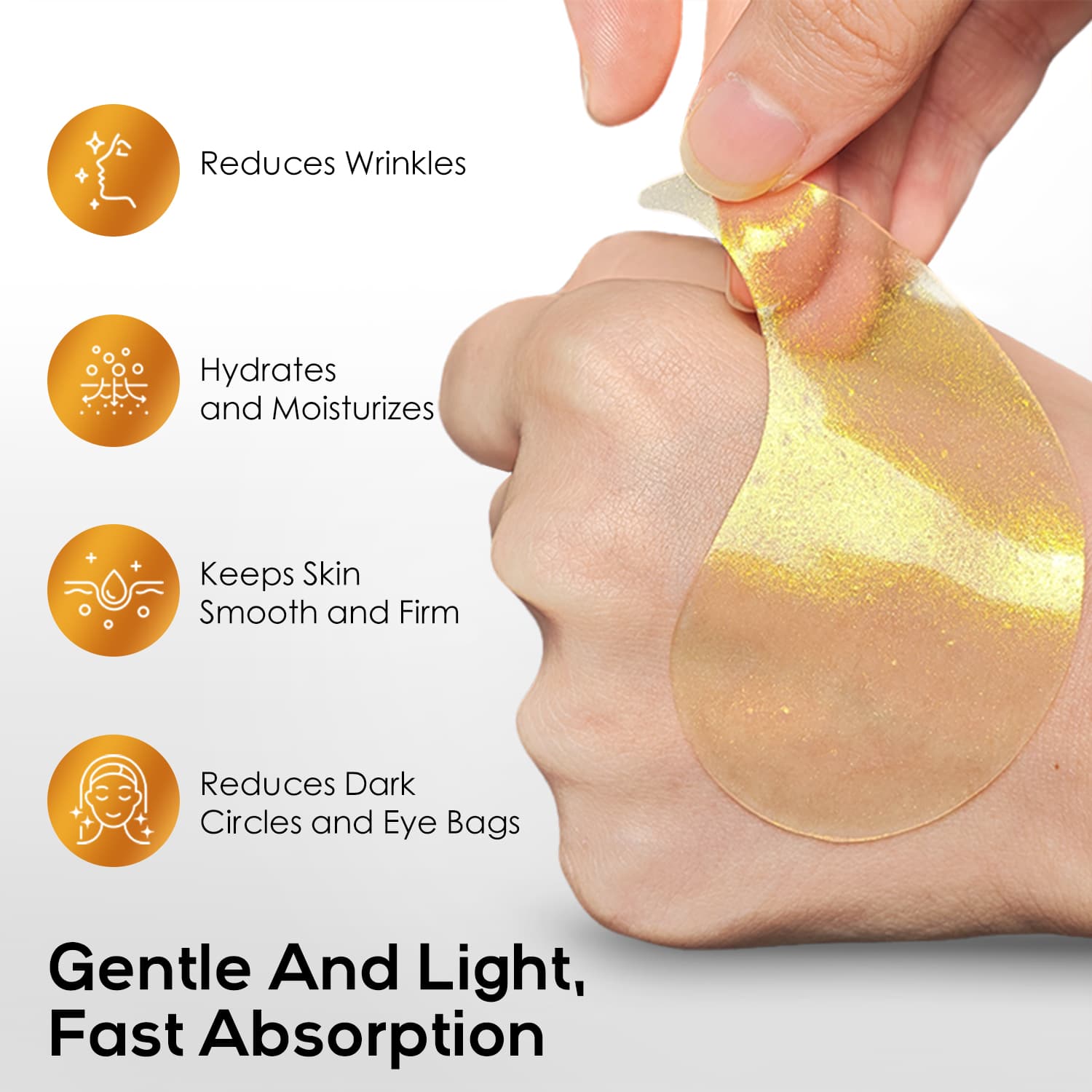 Golden Peptide Collagen Eye Mask, Moisturizing Eye Patches For Puffy Eyes And Dark Circles, 60PCS Hydrating Skincare 2