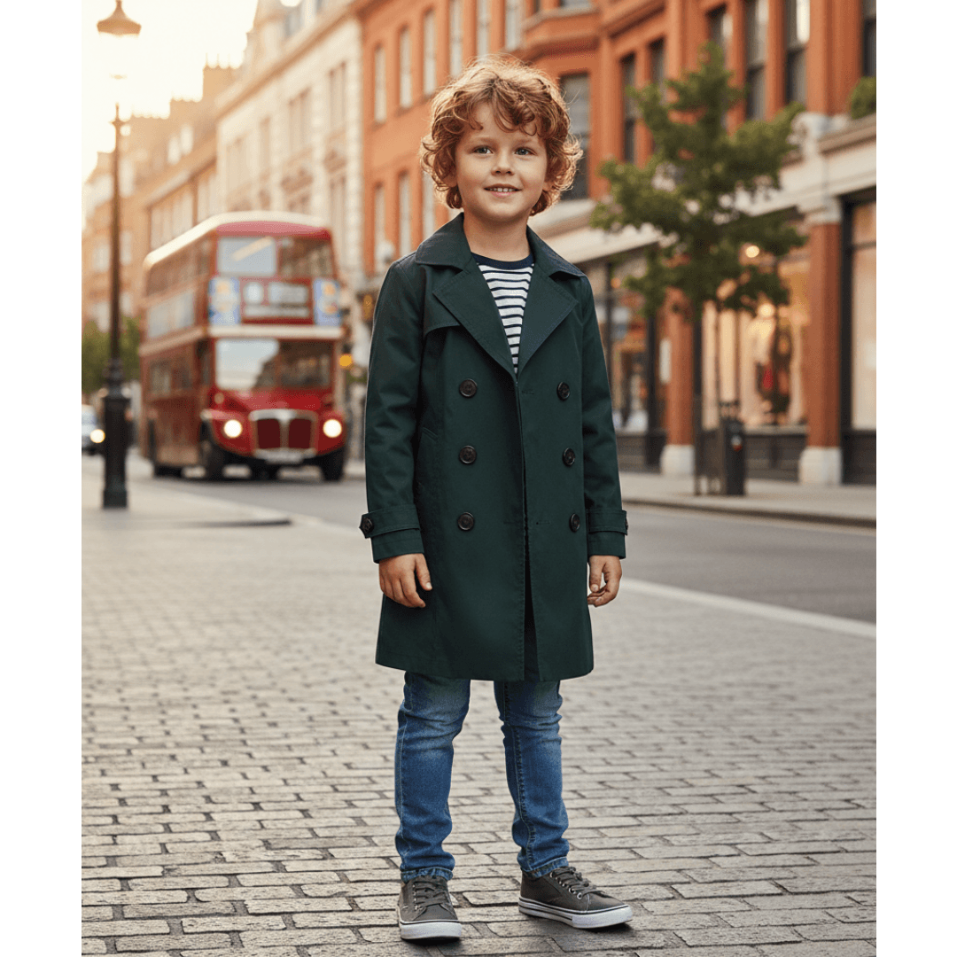 Kids Double Breasted Trench Coat Cotton Autumn Jacket For Boys-Girls -4 To 9 YRS 13