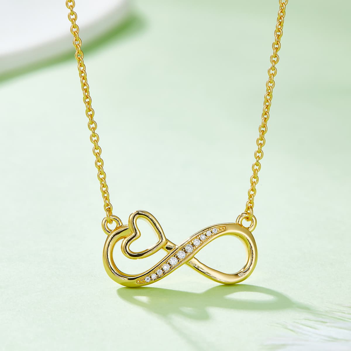 3.7g S925 Sterling Silver 11 Stone Moissanite Infinity Heart Necklace 45cm Platinum Plated Pendant With GRA, Romantic Jewelry Gift Box Set For Women 4