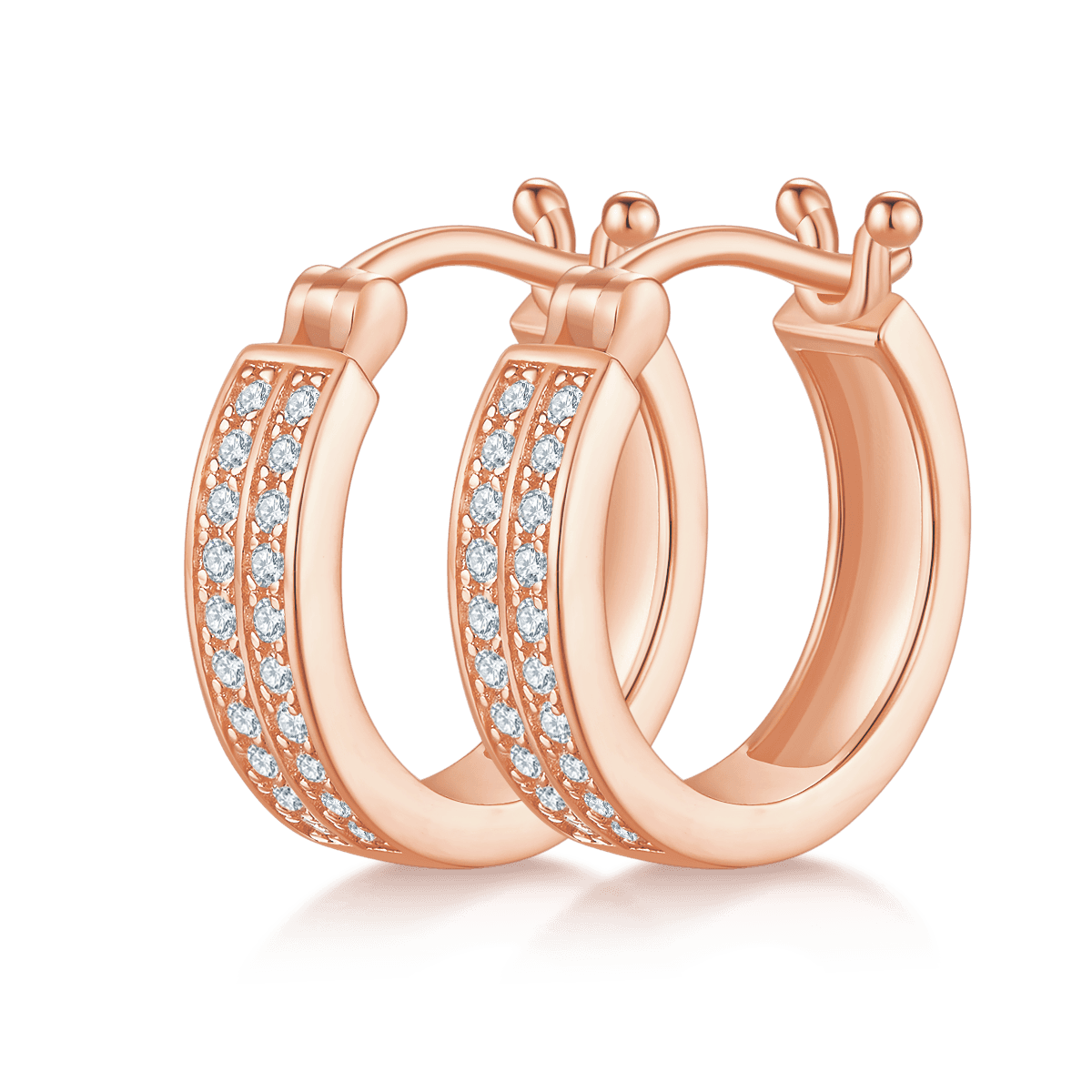 3.3g S925 Sterling Silver Double Row Moissanite Hoop Earrings 16mm Platinum Plated Hinged Hoops With GRA Certificate, Jewelry Gift Box Set For Women 7