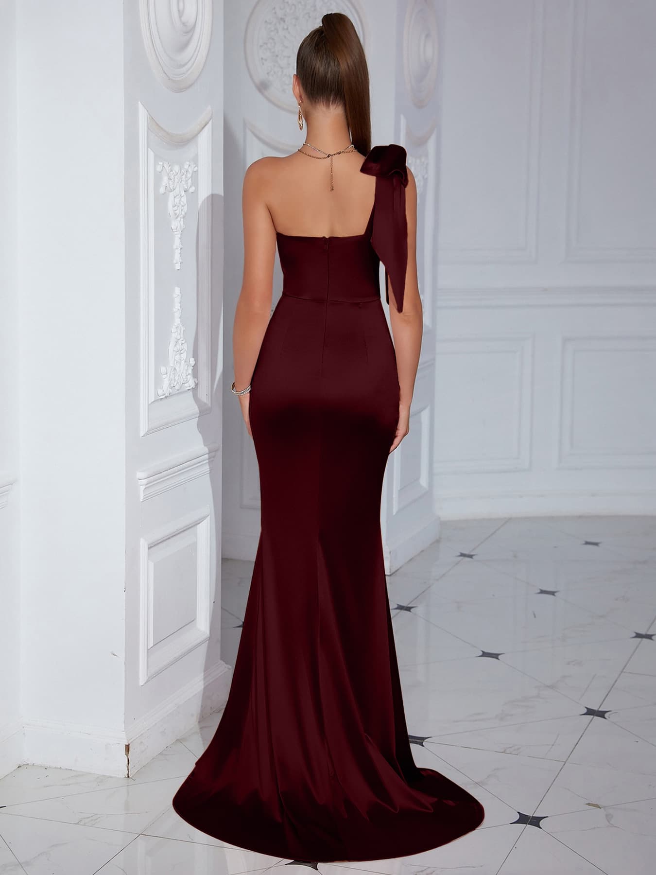New Cross-border Products From Europe And America - Amazon's Foreign Trade Fashion Short-sleeved Strapless Slit Floor-length Dress, A Sexy Evening Gown In Solid Color, Full-length Dress 8