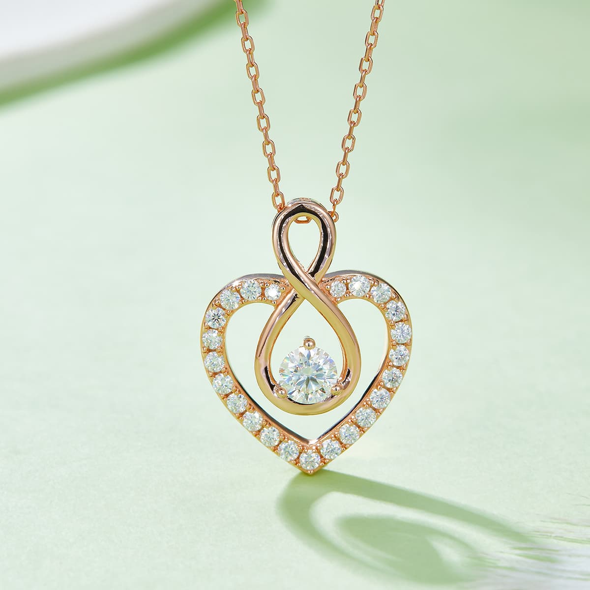 4.6g S925 Sterling Silver 1CT Moissanite Infinity Heart Necklace 45cm 23 Stone Pave Pendant With GRA, Platinum Plated Romantic Gift Box Set For Women 6