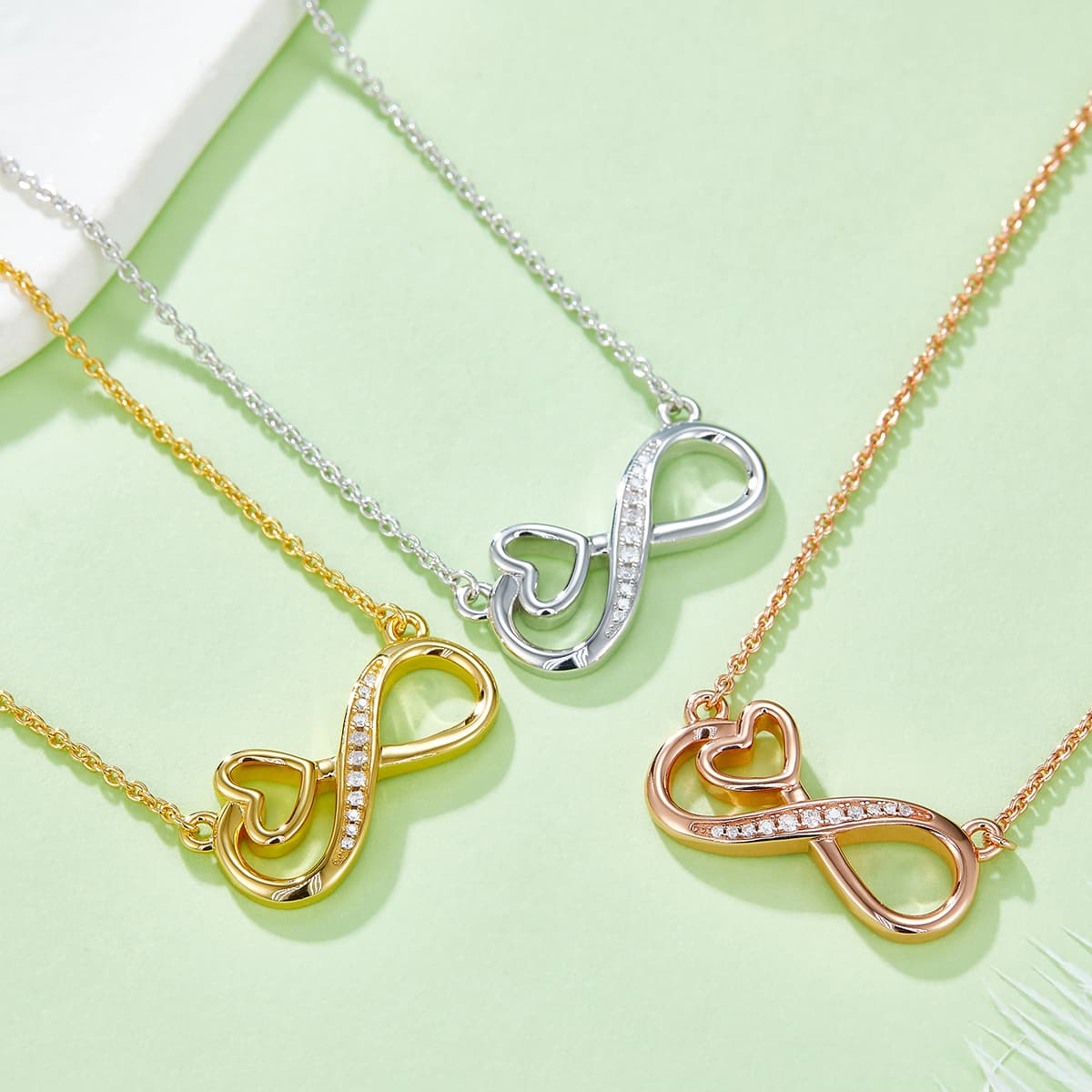 3.7g S925 Sterling Silver 11 Stone Moissanite Infinity Heart Necklace 45cm Platinum Plated Pendant With GRA, Romantic Jewelry Gift Box Set For Women 8