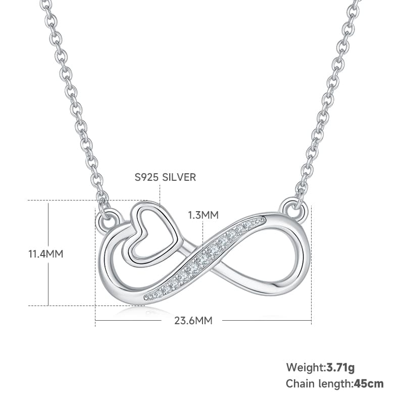 3.7g S925 Sterling Silver 11 Stone Moissanite Infinity Heart Necklace 45cm Platinum Plated Pendant With GRA, Romantic Jewelry Gift Box Set For Women 2