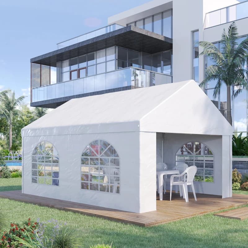 13 X 16.5 Ft Heavy Duty Party Tent Outdoor Gazebo Wedding Tent Event Shelter Carport BBQ With Removable Sidewalls & Windows, Outside Waterproof Canopy For Parties, White 3