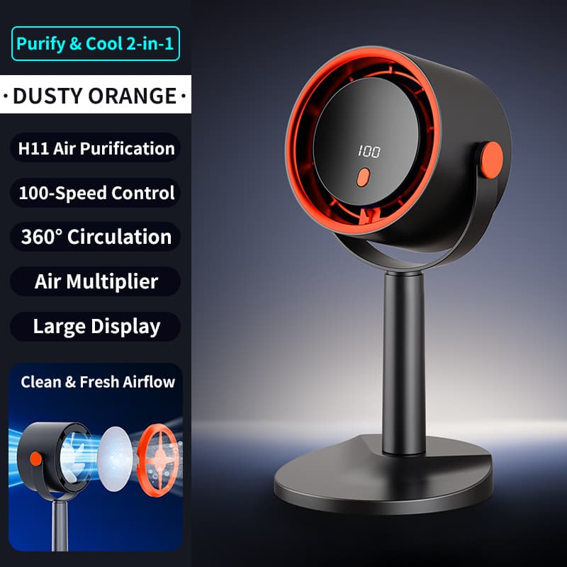 Forest Style Desktop Fan, USB Rechargeable Quiet Portable Fan With Activated Carbon Air Purification, 3-in-1 Stand Clip Hook Design, Energy Saving Circulating Fan For Home, Office, Bedroom Travel 5