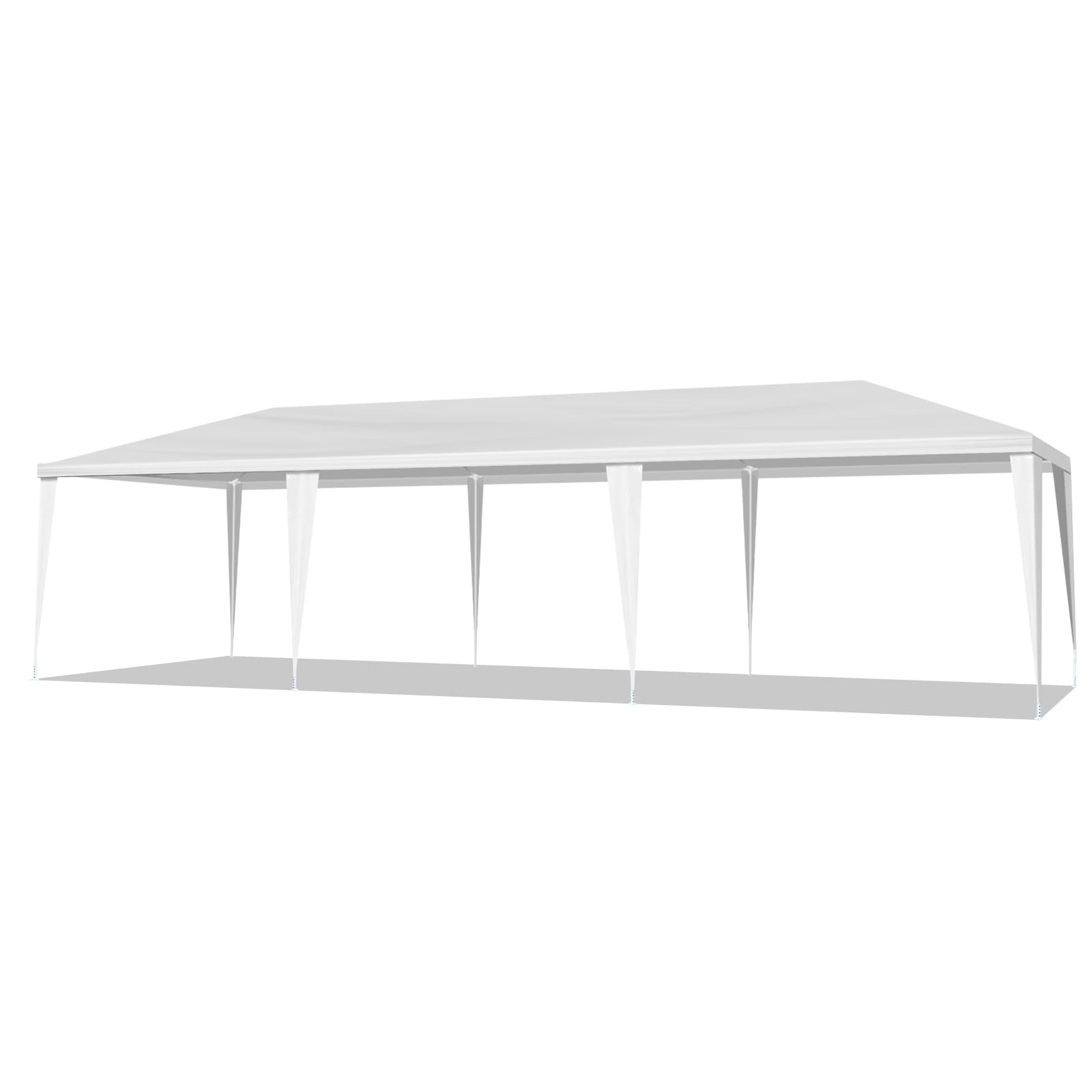 10x30ft White Party Tent With 5 Sidewalls, Outdoor Canopy Gazebo, Iron Frame & PE Cover, Waterproof Sun Shelter For Wedding BBQ Events 14
