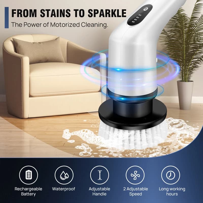 Electric Spin Scrubber,IPX7 Waterproof Bathroom Cleaning Brush With 2 Speed,9 Replaceable Brush Heads For Tub Shower Tile Floor 9