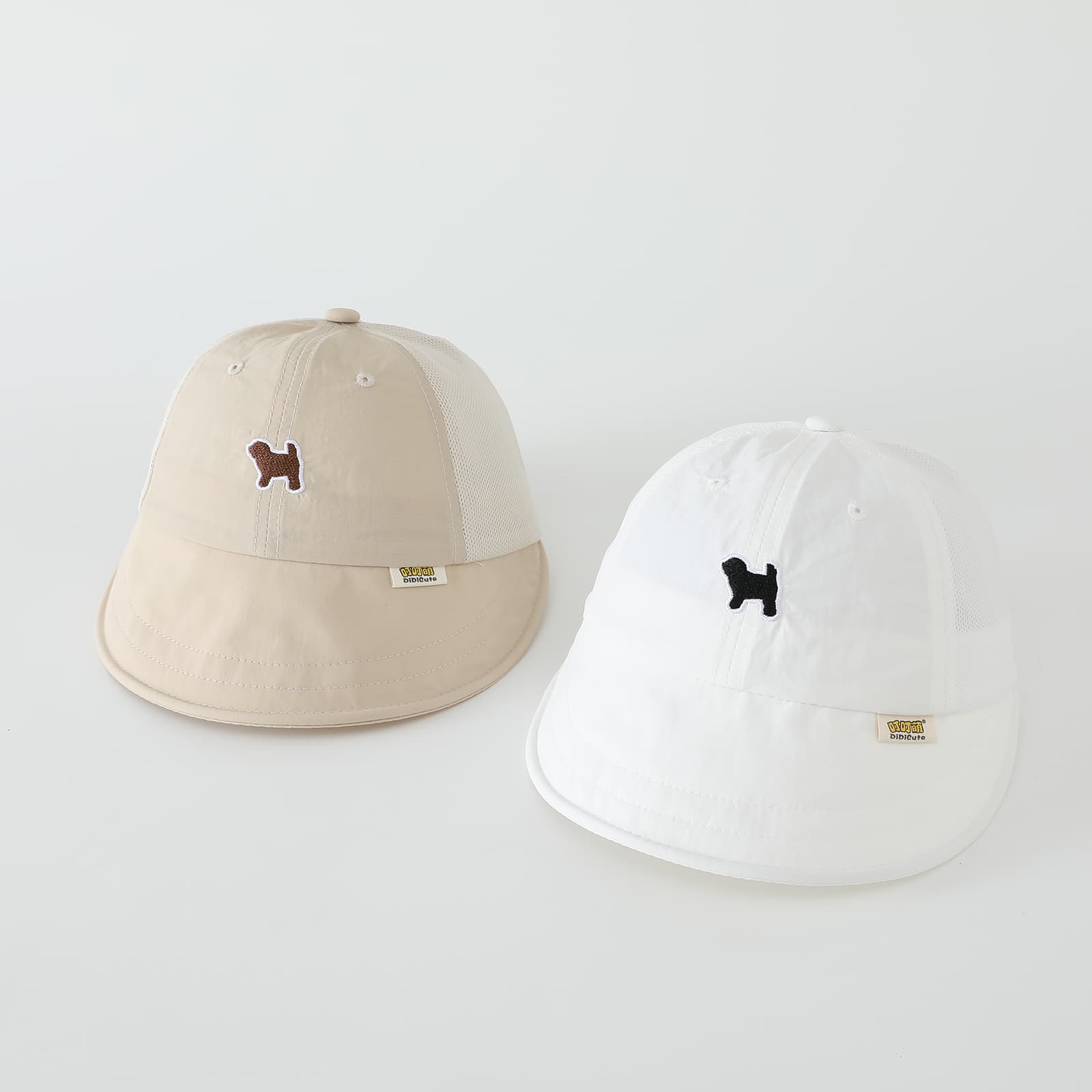 Summer Girls' Small Dog Embroidered Net-sheer Breathable Patchwork Soft Brimmed Baby Hat With Sun Protection Design For Outdoor Outings 2