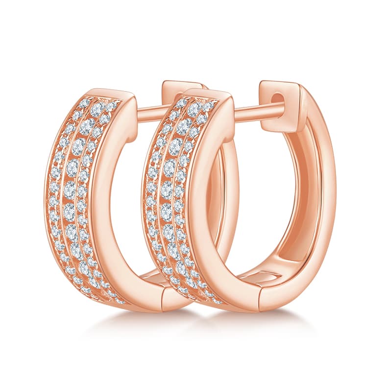 4.1g S925 Sterling Silver 86 Stone Moissanite Hoop Earrings Chunky Pave Huggie Hoops With GRA Certificate, Platinum Plated Jewelry Gift Box Set For Women 6