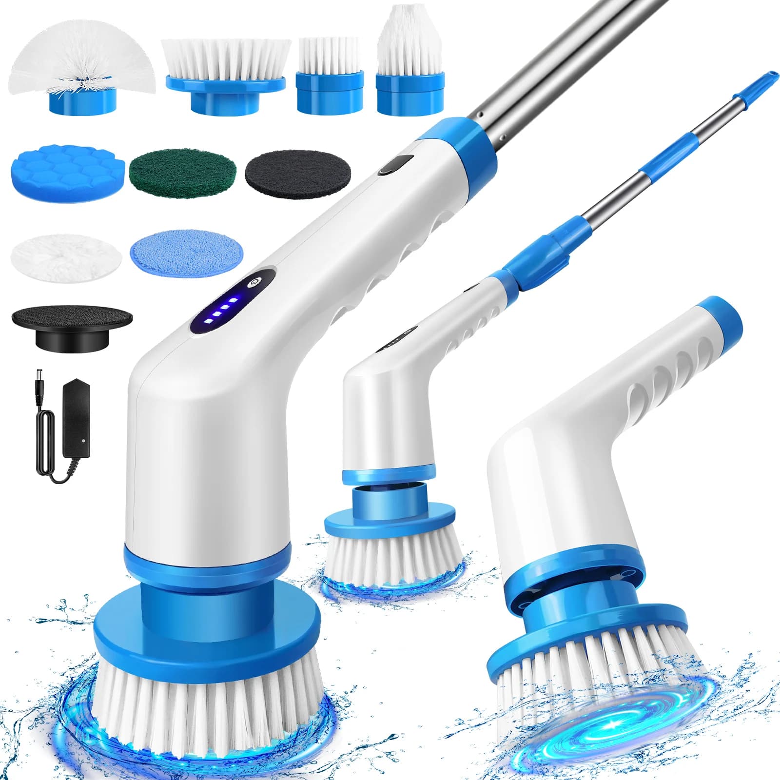 Electric Spin Scrubber,IPX7 Waterproof Bathroom Cleaning Brush With 2 Speed,9 Replaceable Brush Heads For Tub Shower Tile Floor 5