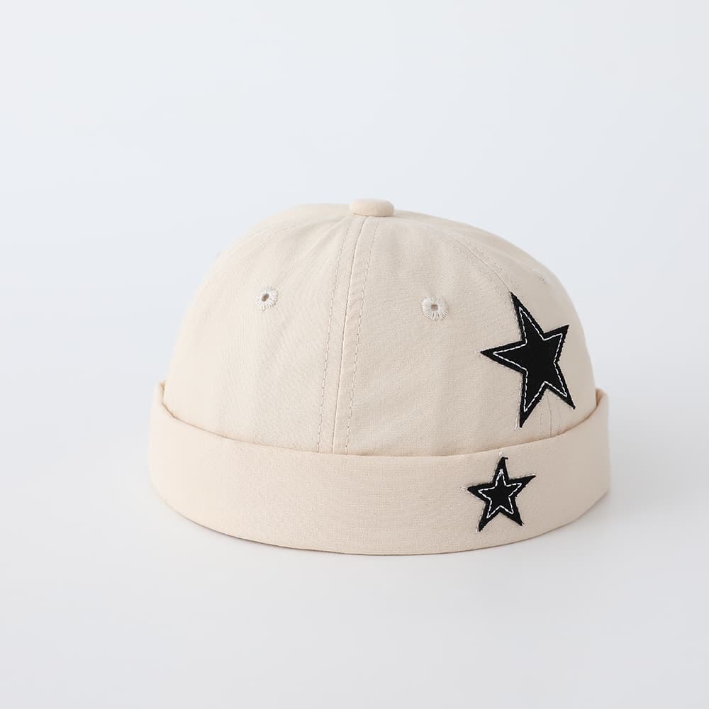 Children's Solid-color Five-pointed Star Applique Adjustable Trendy Hip-hop Style Landlord Hat Suitable For Shopping, Traveling And Street Use 3
