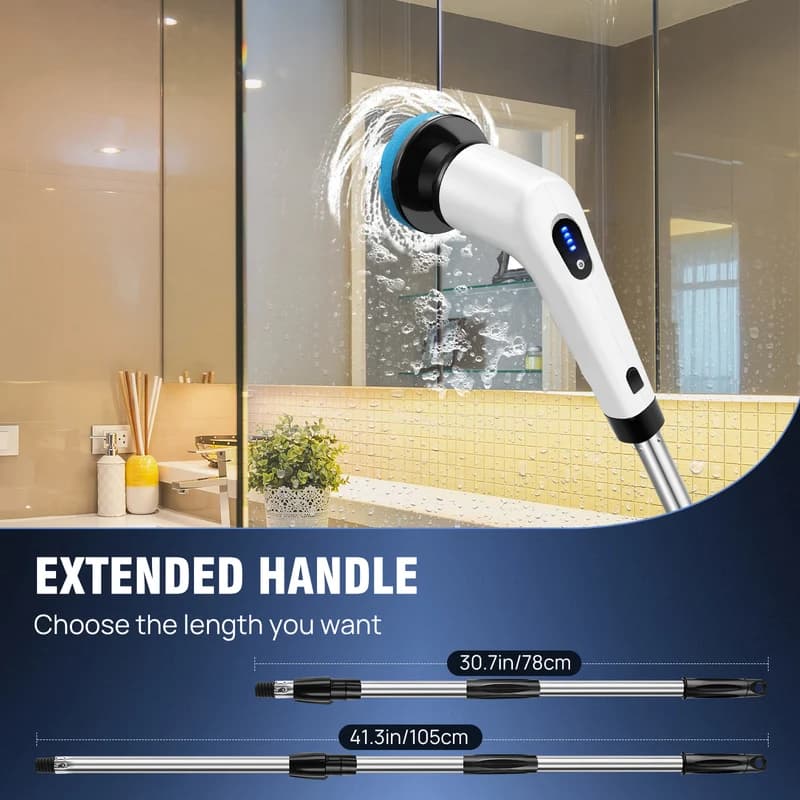 Electric Spin Scrubber,IPX7 Waterproof Bathroom Cleaning Brush With 2 Speed,9 Replaceable Brush Heads For Tub Shower Tile Floor 7