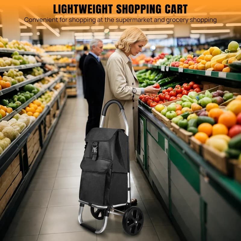 40L Lightweight 2 Wheels Shopping Trolley, Collapsible Push Pull Carts For Easy Storage, For Seniors Or Heavy Loads 7