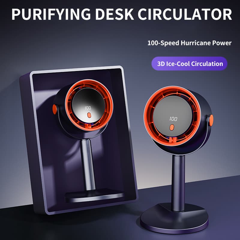 Forest Style Desktop Fan, USB Rechargeable Quiet Portable Fan With Activated Carbon Air Purification, 3-in-1 Stand Clip Hook Design, Energy Saving Circulating Fan For Home, Office, Bedroom Travel 12
