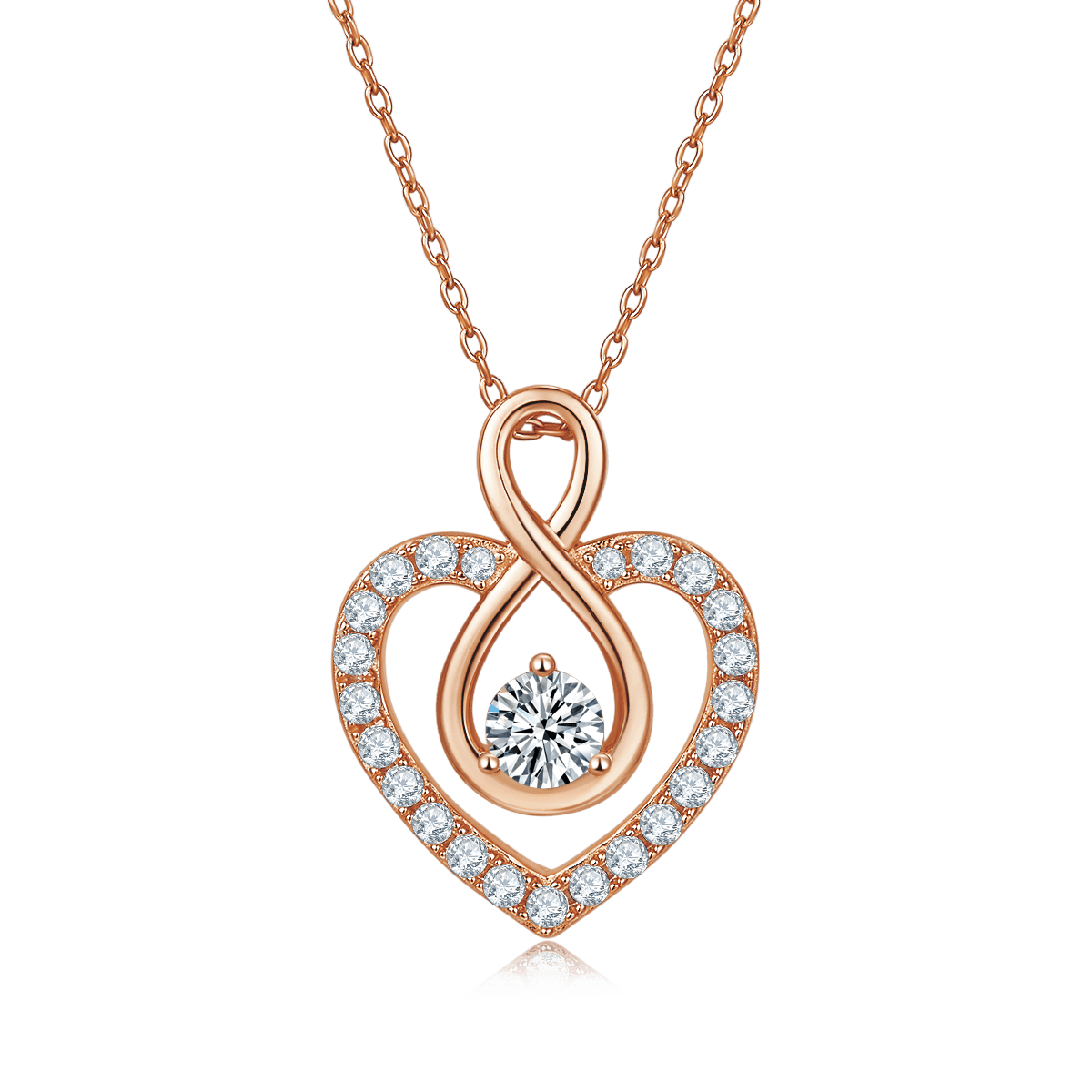 4.6g S925 Sterling Silver 1CT Moissanite Infinity Heart Necklace 45cm 23 Stone Pave Pendant With GRA, Platinum Plated Romantic Gift Box Set For Women 4