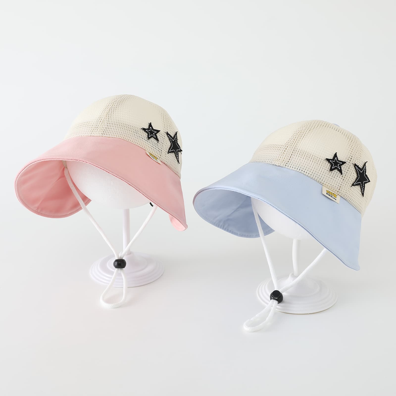 Summer Boys And Girls Multi-color Star Mesh Breathable Adjustable Windproof Rope Boater Hat For Outdoor Outings Baby Cap 4