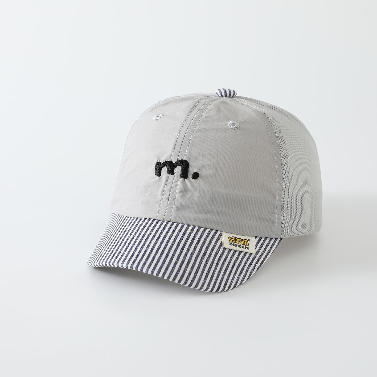 Summer Boys And Girls' Mesh Baseball Cap With Simple Letter Embroidery And Striped Brim, Perfect For Outdoor Outings And Versatile For Various Occasions. 6
