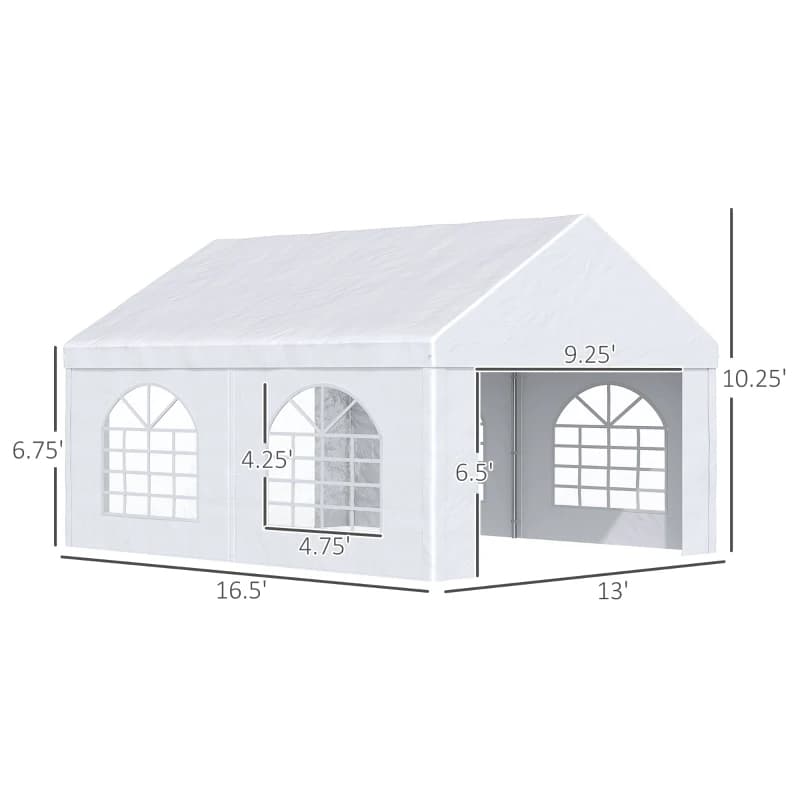 13 X 16.5 Ft Heavy Duty Party Tent Outdoor Gazebo Wedding Tent Event Shelter Carport BBQ With Removable Sidewalls & Windows, Outside Waterproof Canopy For Parties, White 8