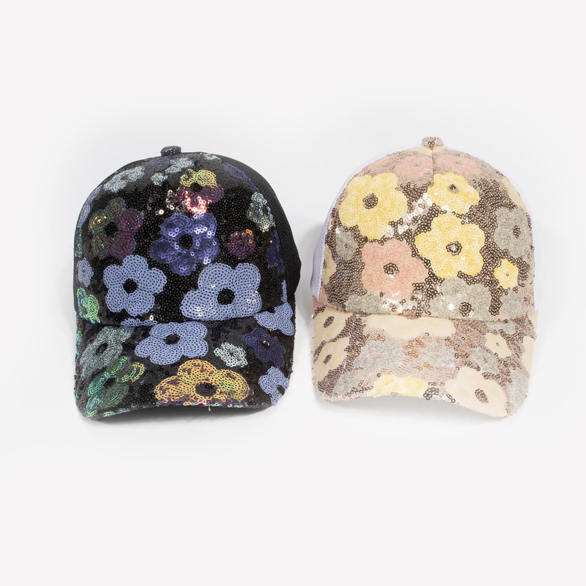 Women's Retro Floral Sequin Patchwork Breathable Mesh Baseball Cap, Trendy And Fashionable, Suitable For Summer Outings And Vacation Wear. 2