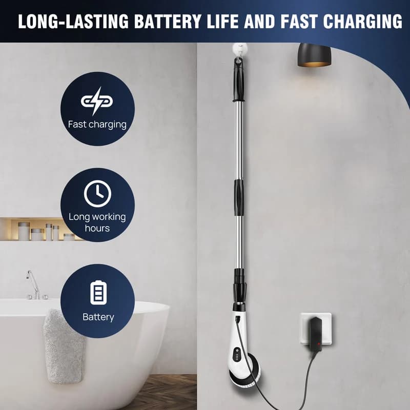 Electric Spin Scrubber,IPX7 Waterproof Bathroom Cleaning Brush With 2 Speed,9 Replaceable Brush Heads For Tub Shower Tile Floor 6