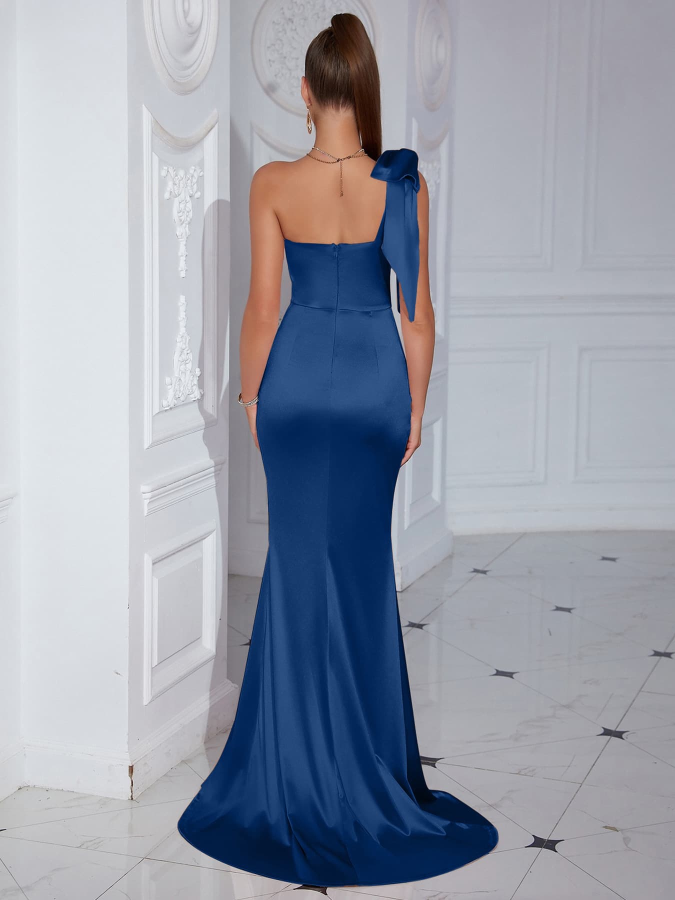 New Cross-border Products From Europe And America - Amazon's Foreign Trade Fashion Short-sleeved Strapless Slit Floor-length Dress, A Sexy Evening Gown In Solid Color, Full-length Dress 10