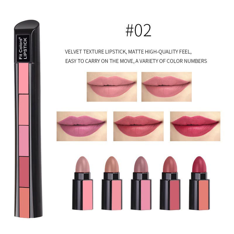 10-Color Matte Velvet Lipstick Set, 5-in-1 Long Lasting Non-Drying Lipstick Kit, Portable Multi-Color Lip Stick For Daily & Party Makeup 3